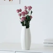 北欧風 陶器製 フラワーベース【シンプルデザイン・乾燥花や生花用・テーブルデコレーション】