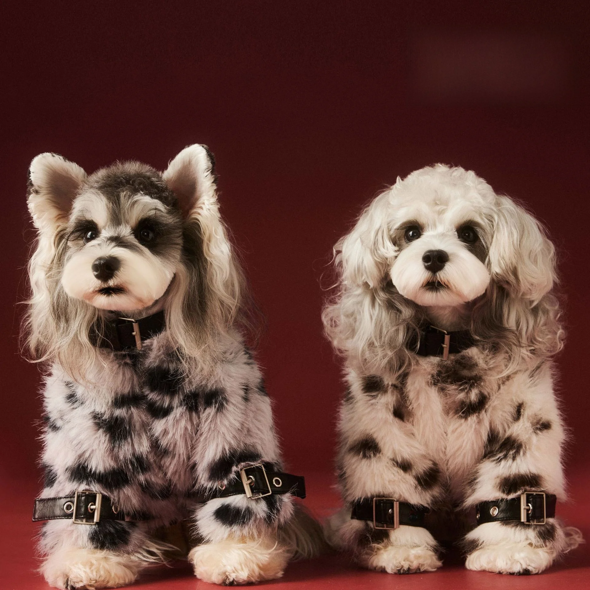 秋冬用ペット用ファーコート：柴犬・トイプードル対応の袖タブ付きデザインが実用性を確保