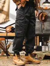 アメリカンヴィンテージの重厚感あるカーゴパンツ【多ポケット・ゆったりデザイン・秋用・束脚】（セットアップ対応）