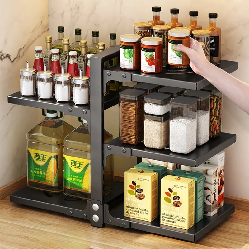 キッチン用調味料ラック【分層・鍋の収納・シンク下・家用】