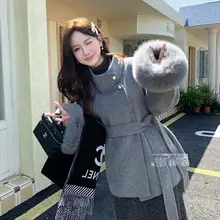 ウールダブルフェイスショートコート【立襟・冬用・ファー付き袖】