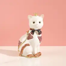 猫デザインのジュエリーボックス【日式・メタリック・クラウン付き】