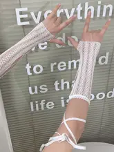 Y2Kスタイル レースリボン付き手袋【春夏用・DIY・スタイリッシュ】