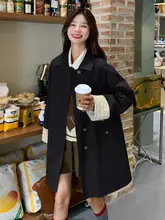 カーキ色のロングトレンチコート【秋冬用・イギリススタイル】