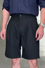 デザイン性が高い！イタリアンカットのダブルプリーツショートパンツ【ビジネスカジュアル・男性用】