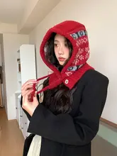 女性用 羊毛ニット耳あて付きバラクラバ帽【秋冬用・保温・暖かい】