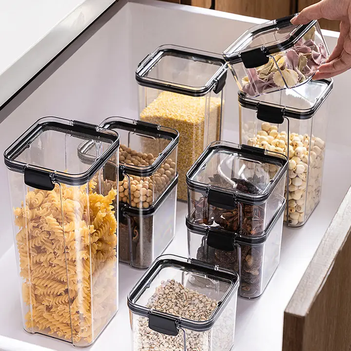 食品保存用 密閉透明プラスチック容器【乾物・茶葉・穀物収納用】
