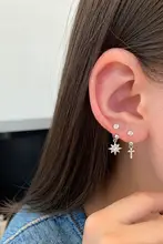 医療用チタン製 クロスデザイン フープピアス【ダブルピアス対応】