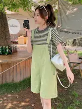 夏用ピンクサロペットパンツ【フィット・ハイウエスト・ストレートシルエット・カジュアル】（セットアップ対応）