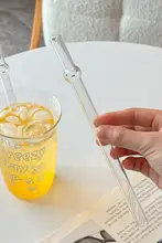 ストロー付きグラス うさぎ ストロー かわいい おしゃれ 透明ガラス ジュース 飲料 ミルクティー アイスコーヒー 水分補給