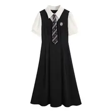 シャツワンピース レディース フェイクレイヤード パッチワーク 学院風 オフィスカジュアル 面接用 きれいめ 夏