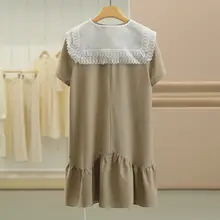 リボン付きフリル襟のカジュアルワンピース【夏用・短袖・花柄】
（セットアップ対応）