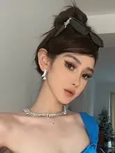 ChiclyNana ドロップ型ジルコンピアス【フランス風・高級感・ユニークデザイン】