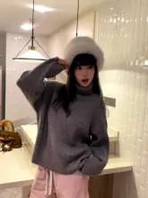 高級感ある厚手タートルネックニットトップス【秋冬用・ゆったりフィット・女性用】