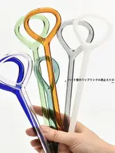 ハート型デザインの透明ガラスストロー【リップクリーム防止・ユニークなアイデア】