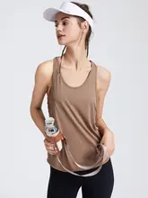速乾 レディース ノースリーブ スポーツTシャツ【夏用・ゆったり・トレーニング・ヨガ】