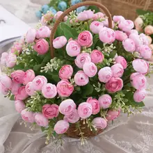 15本セットのアーティフィシャルフラワー 茶色のバラ【結婚式用・インテリア装飾・デスク用】