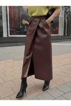 高腰のタイトスカート【レディース・スリット入り・秋冬用・プリーツデザイン】（セットアップ対応）