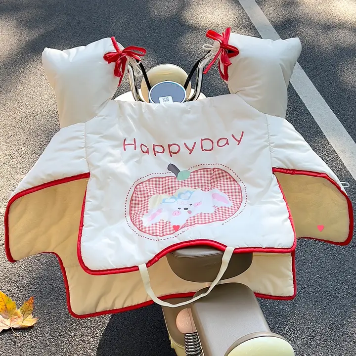 可愛いデザインの電動バイク防風カバー【厚手・保温・通勤・防寒】