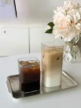 ガラスカップ 家庭用 夏の冷たい飲み物 透明 四角