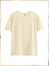 できる快適なTシャツ【コットン・夏用・クルーネック・ルーズフィット・ベージュ・カジュアル用】