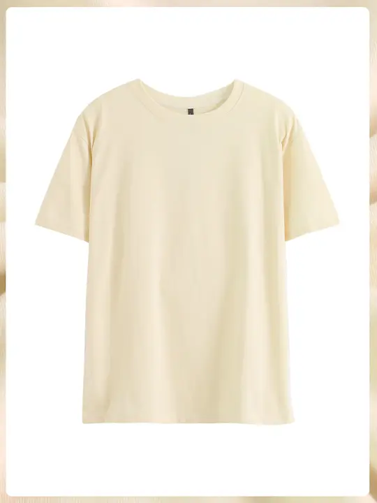 できる快適なTシャツ【コットン・夏用・クルーネック・ルーズフィット・ベージュ・カジュアル用】