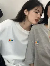 夏用カラフルワッフルTシャツ【レディース・ショートスリーブ・カップル用・虹デザイン】
