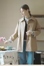 Marchnoon カーキ色コットン風衣【デザイン性のあるゆったりシルエット・小柄向け】