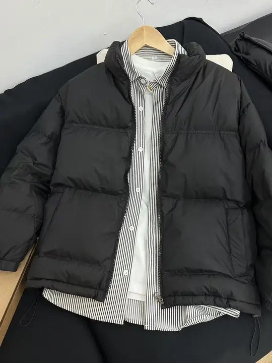 オーバーサイズの無地コットンジャケット【秋冬用・厚手・立襟・保温性】