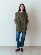 フレンチスタイルのレトロデザイン アウター【ゆったりとした中長丈・キルティングベスト】