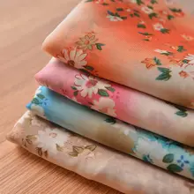 四色和風小花柄シフォン生地【ワンピース・ロングスカート・DIY用スカーフカーディガン】