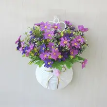 壁掛けフラワーバスケット【インテリア装飾用・人工花・室内外兼用】
