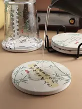 国風書道デザインの陶器製コースター【吸水・ハンドメイド・新中式】