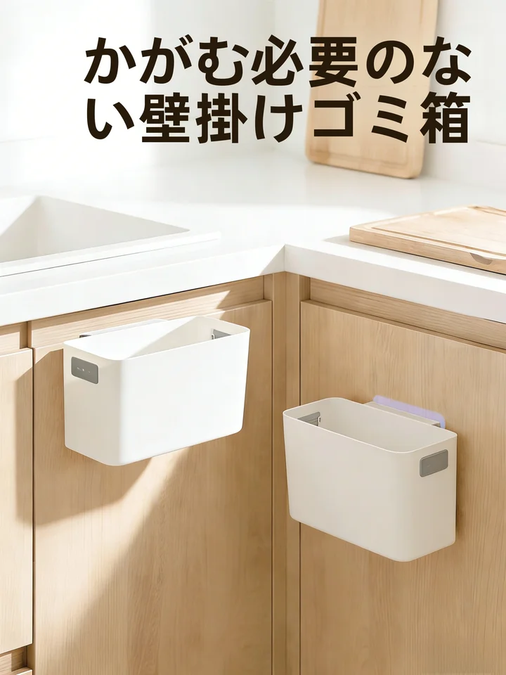 おしゃれな壁掛けキッチンゴミ箱【扉用・家庭用・キッチン・トイレ対応】
