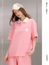 立体印刷ビッグフラワーポロシャツ【カップル向け・夏季用・短袖】