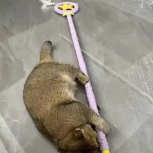 長杆マジックキャットボール【かわいいカエル付き・ペット用・インタラクティブおもちゃ】