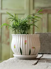 中型陶製鉢【トレー付き・多肉植物用】