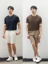 軽量SOFT素材 メンズストレートフィット ショートパンツ【吸湿速乾・ウエストゴム・スタイル】