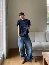 半袖Tシャツ メンズ ボーダー 肉厚 オーバーサイズ ルーズ カジュアル 着回し 夏