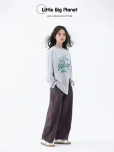 レモンイラストの花柄長袖Tシャツ【女の子用・春秋・スリットデザイン】（セットアップ対応）