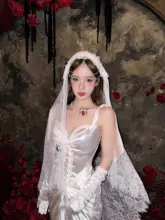 白十字架のパールネットベールヘアアクセサリー【ハロウィン・コスプレ用】