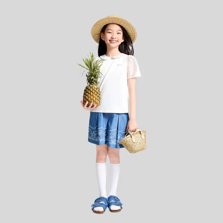 子供用デニム中パンツ【抗菌防止・UVカット・夏用】