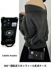 360度回転折りたたみ式スマホスタンド【iPhone対応・ショルダーストラップ搭載・斜め掛け可能】