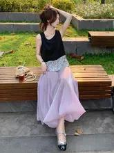 夏のフレンチスタイル美装【スパンコールパッチワーク・ノースリーブトップス・フラワーボトムス】（セットアップ対応）