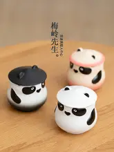 可愛いパンダデザインの陶製灰皿【ふた付き・煙槽付き・おしゃれなグラデーション】