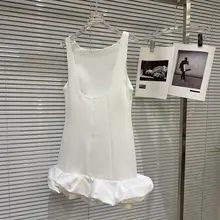 キャミワンピース レディース フリルヘム バックオープン きれいめ 上品 甘め サマー
