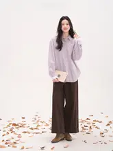 自然美を感じる！ストライプデザインの長袖シャツ【レディース・春秋用・襟付き】