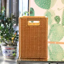 モダンでシンプルな収納バスケット【リビング・衣類収納用・ラタン風編み】