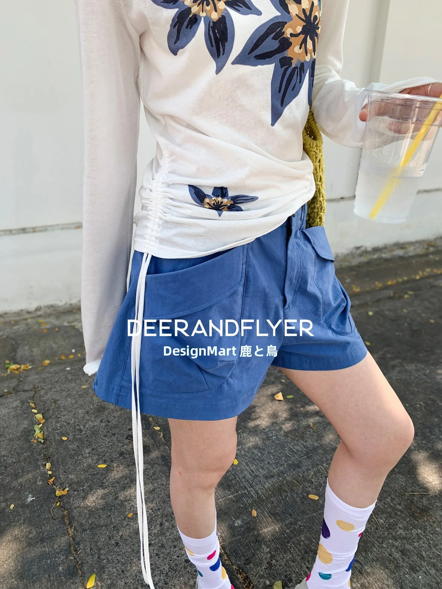 デザイン感あふれる女性用ワイドレッグ工装ショートパンツ【クールカジュアル】（セットアップ対応）