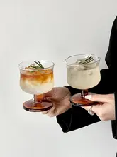 ヴィンテージ風の低脚ガラスカップ【アメリカンコーヒー・ドリンク対応・フルーツジュース用】